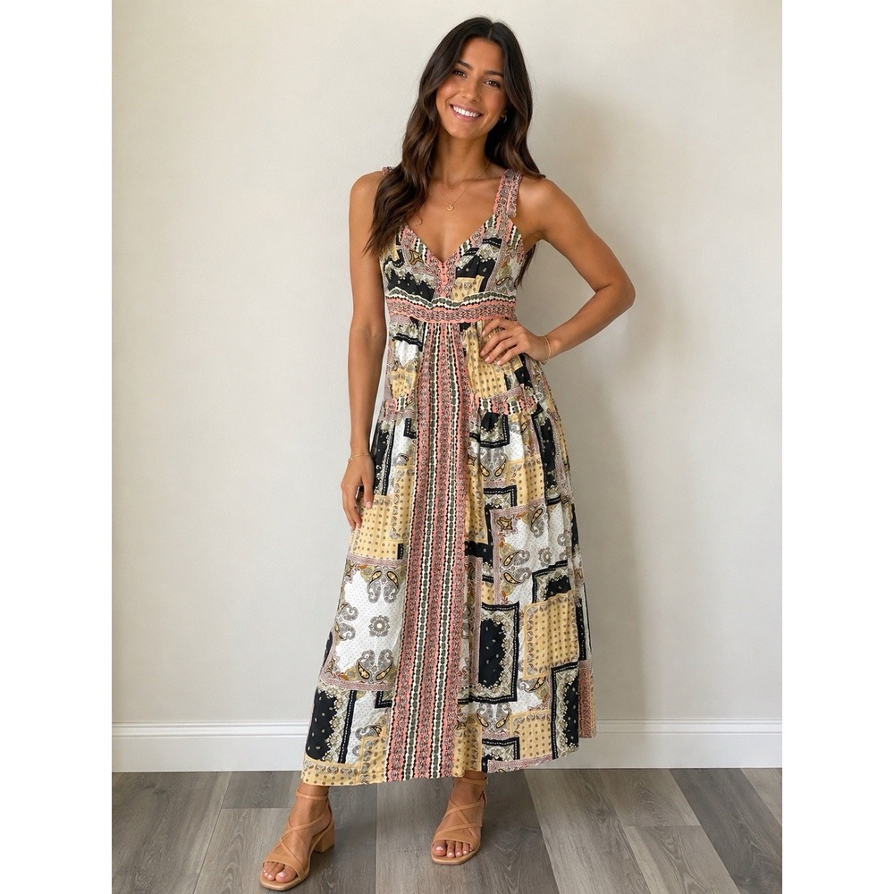Matilda Jane Adventure Begins‎ Perfectly Paisley Maxi Dress Medium Womens